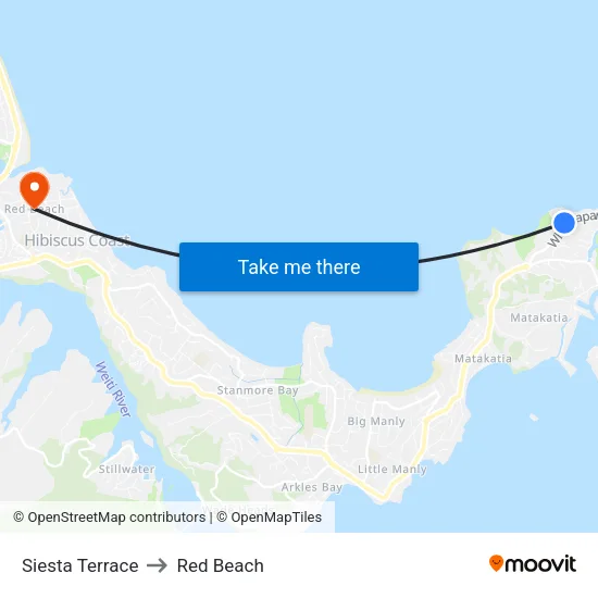 Siesta Terrace to Red Beach map
