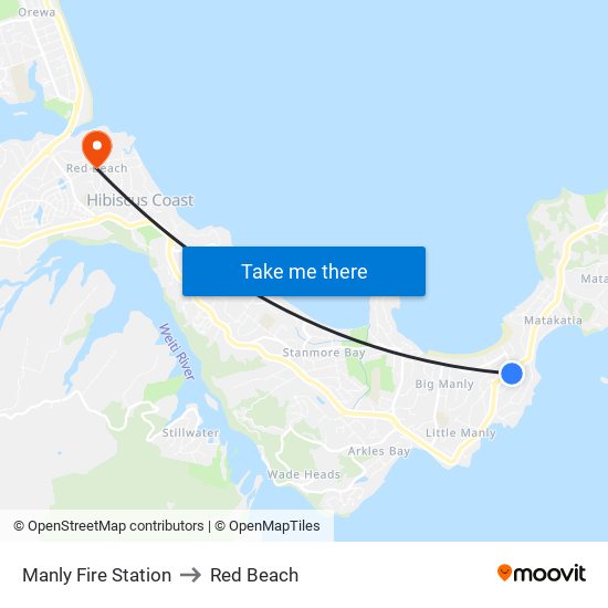 Manly Fire Station to Red Beach map