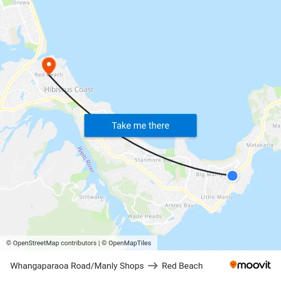 Whangaparaoa Road/Manly Shops to Red Beach map