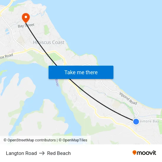 Langton Road to Red Beach map