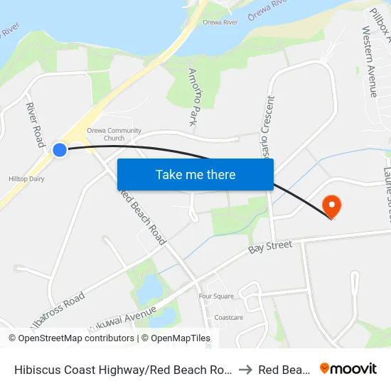 Hibiscus Coast Highway/Red Beach Road to Red Beach map