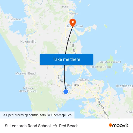 St Leonards Road School to Red Beach map