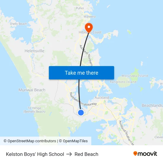 Kelston Boys' High School to Red Beach map