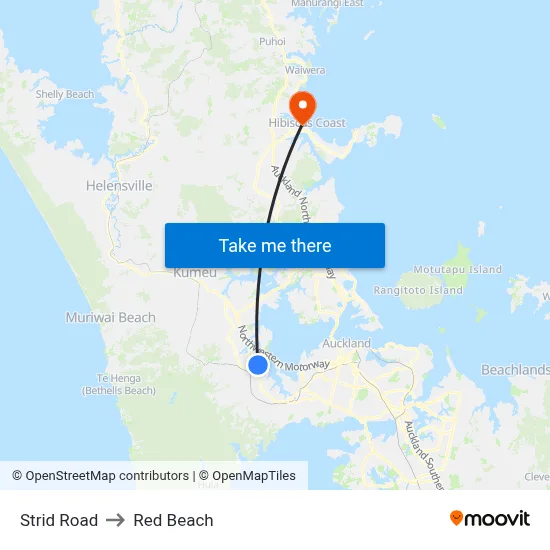 Strid Road to Red Beach map