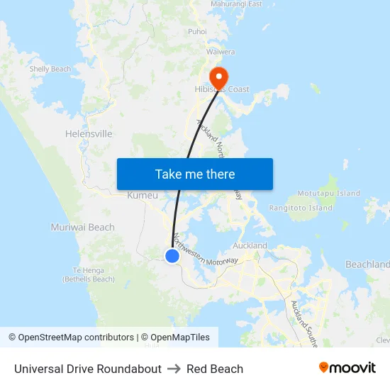 Universal Drive Roundabout to Red Beach map