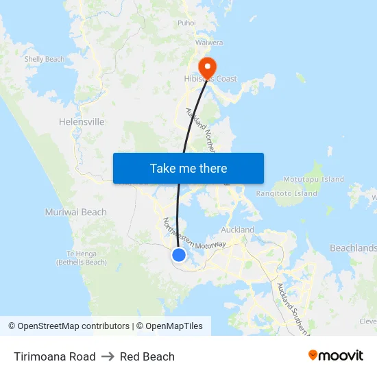 Tirimoana Road to Red Beach map