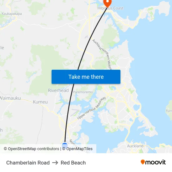 Chamberlain Road to Red Beach map