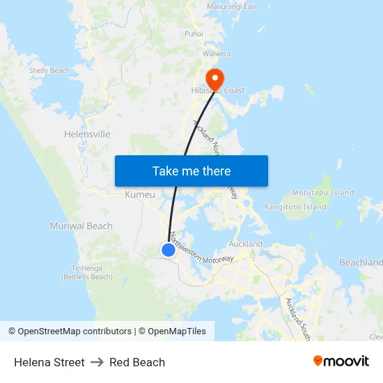 Helena Street to Red Beach map