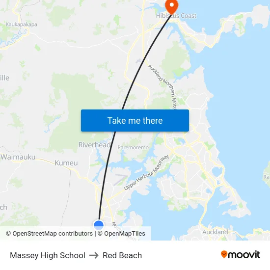 Massey High School to Red Beach map