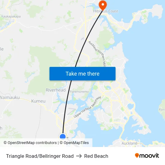 Triangle Road/Bellringer Road to Red Beach map