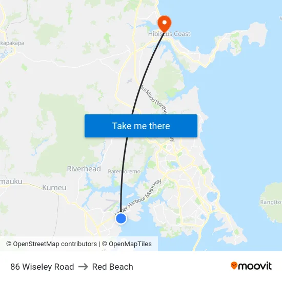 86 Wiseley Road to Red Beach map