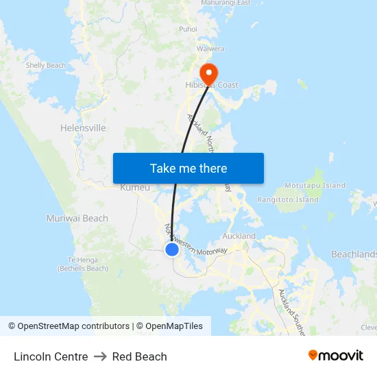 Lincoln Centre to Red Beach map