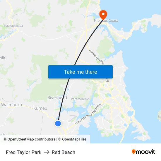 Fred Taylor Park to Red Beach map