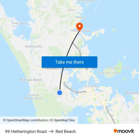 99 Hetherington Road to Red Beach map