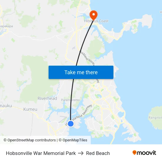 Hobsonville War Memorial Park to Red Beach map