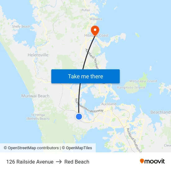 126 Railside Avenue to Red Beach map