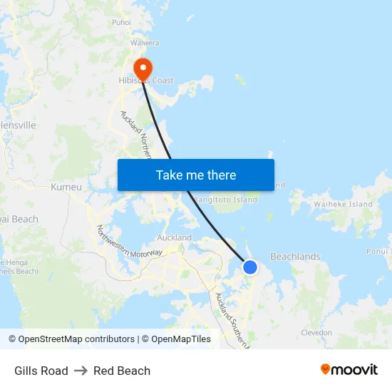 Gills Road to Red Beach map