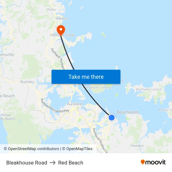 Bleakhouse Road to Red Beach map