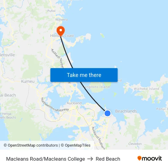 Macleans Road/Macleans College to Red Beach map