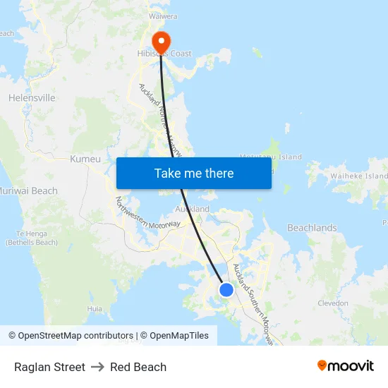Raglan Street to Red Beach map