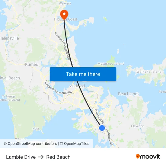Lambie Drive to Red Beach map