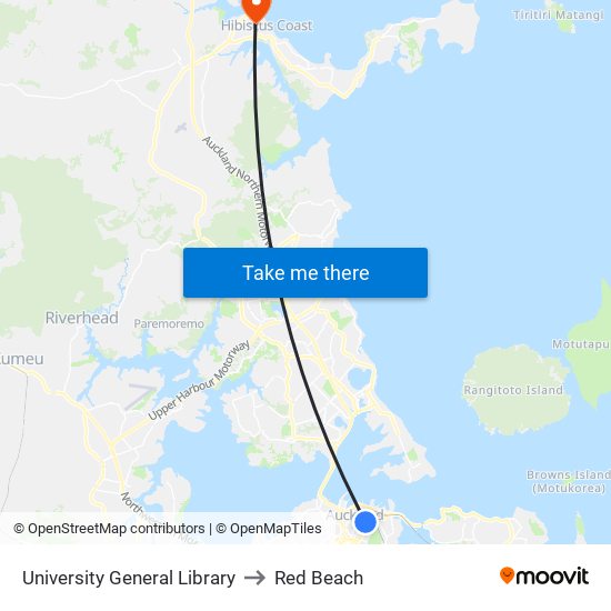 University General Library to Red Beach map