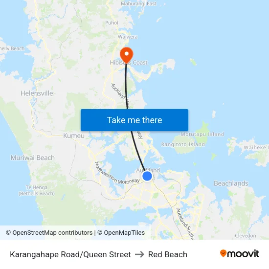 Karangahape Road/Queen Street to Red Beach map