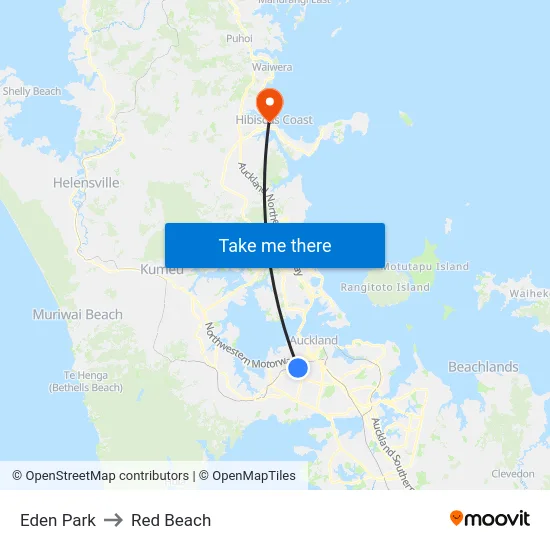 Eden Park to Red Beach map