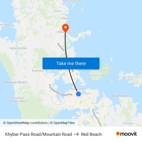 Khyber Pass Road/Mountain Road to Red Beach map