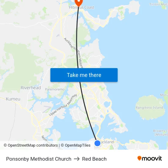 Ponsonby Methodist Church to Red Beach map