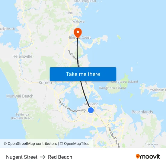 Nugent Street to Red Beach map