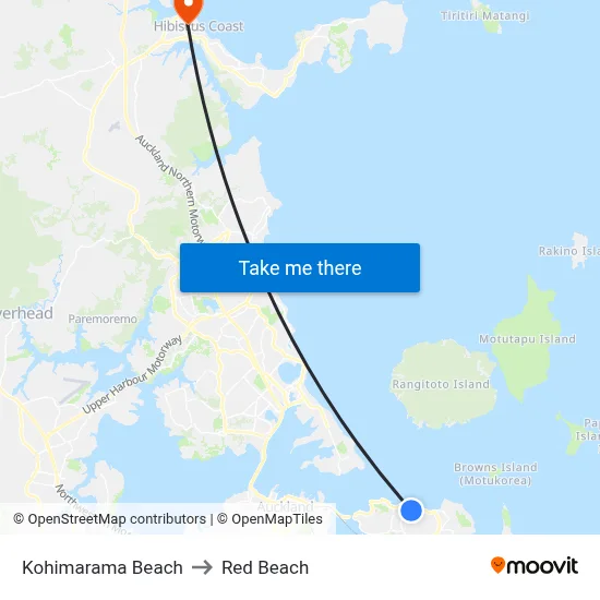 Kohimarama Beach to Red Beach map