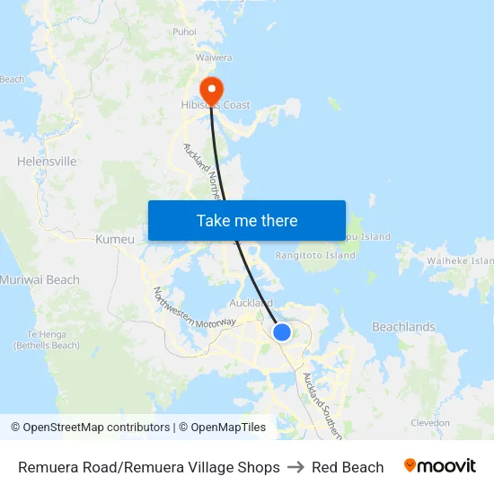 Remuera Road/Remuera Village Shops to Red Beach map
