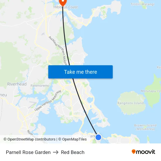 Parnell Rose Garden to Red Beach map