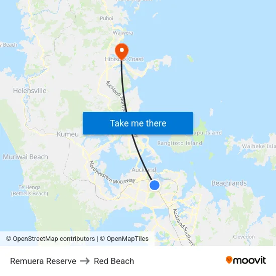 Remuera Reserve to Red Beach map