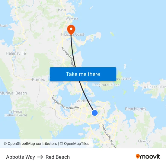 Abbotts Way to Red Beach map