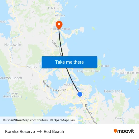 Koraha Reserve to Red Beach map