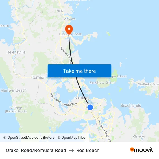 Orakei Road/Remuera Road to Red Beach map