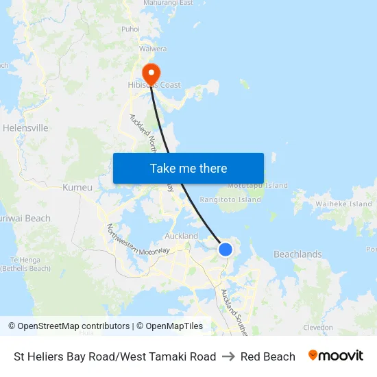 St Heliers Bay Road/West Tamaki Road to Red Beach map