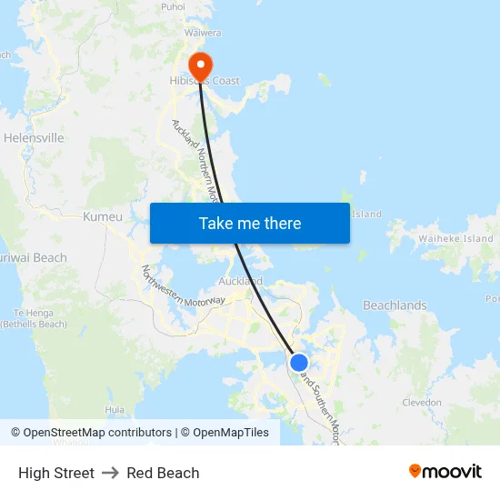 High Street to Red Beach map