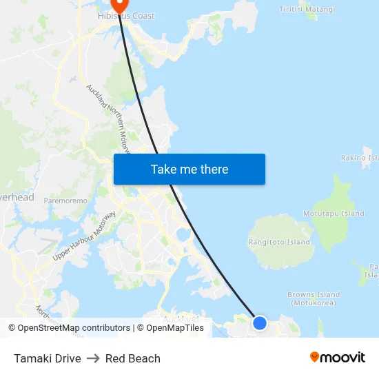Tamaki Drive to Red Beach map
