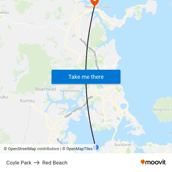 Coyle Park to Red Beach map