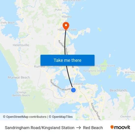 Sandringham Road/Kingsland Station to Red Beach map