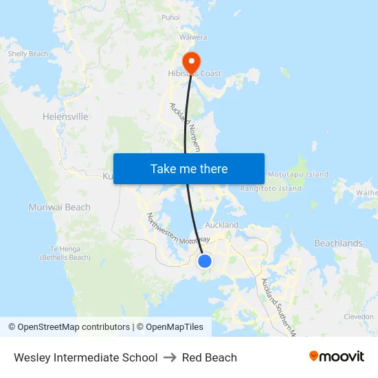 Wesley Intermediate School to Red Beach map