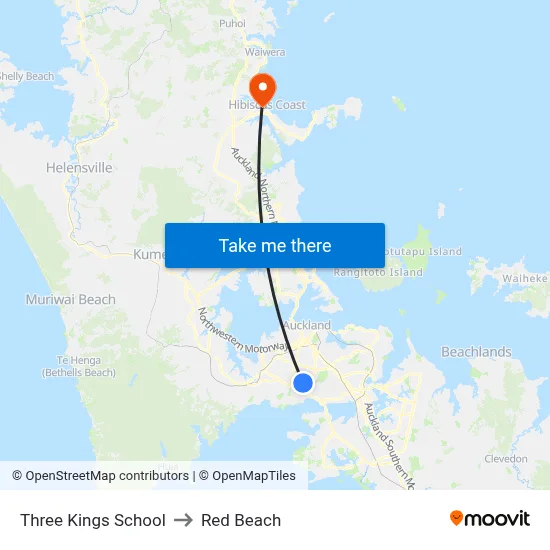 Three Kings School to Red Beach map