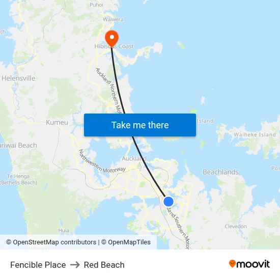 Fencible Place to Red Beach map