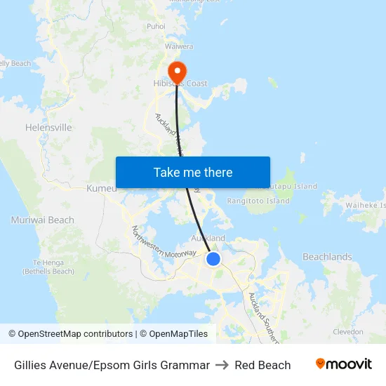 Gillies Avenue/Epsom Girls Grammar to Red Beach map