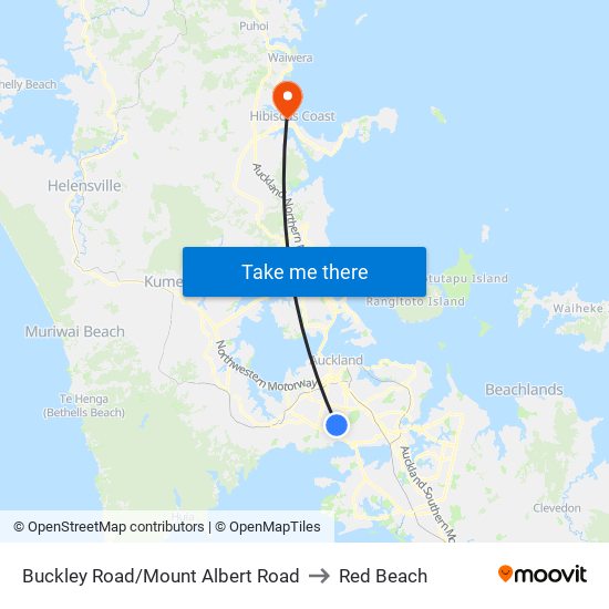 Buckley Road/Mount Albert Road to Red Beach map