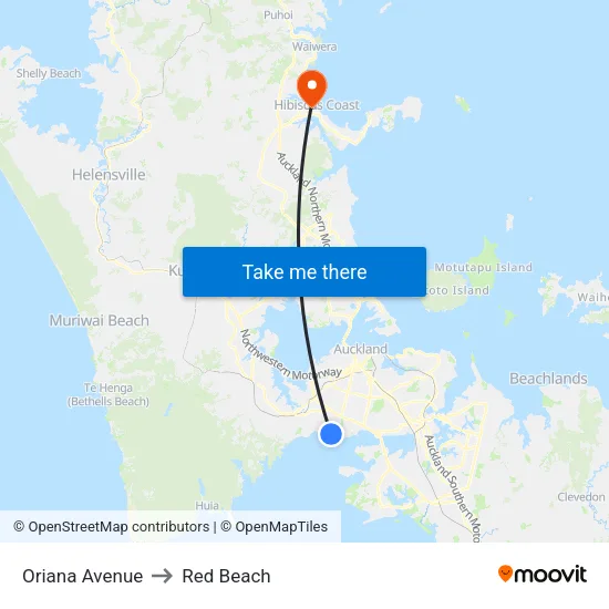 Oriana Avenue to Red Beach map