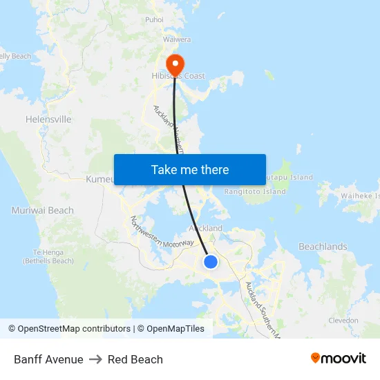 Banff Avenue to Red Beach map
